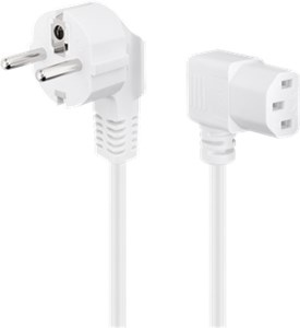 Kabel przyłączeniowy do urządzeń nienagrzewających się, obustronnie zgięty; 2 m, Biały