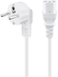 Kabel przyłączeniowy do urządzeń nienagrzewających się, zgięty; 2 m, Biały
