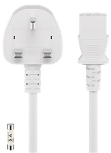 Kabel do urządzeń nienagrzewających się, Wielka Brytania; 2,5 m, Biały